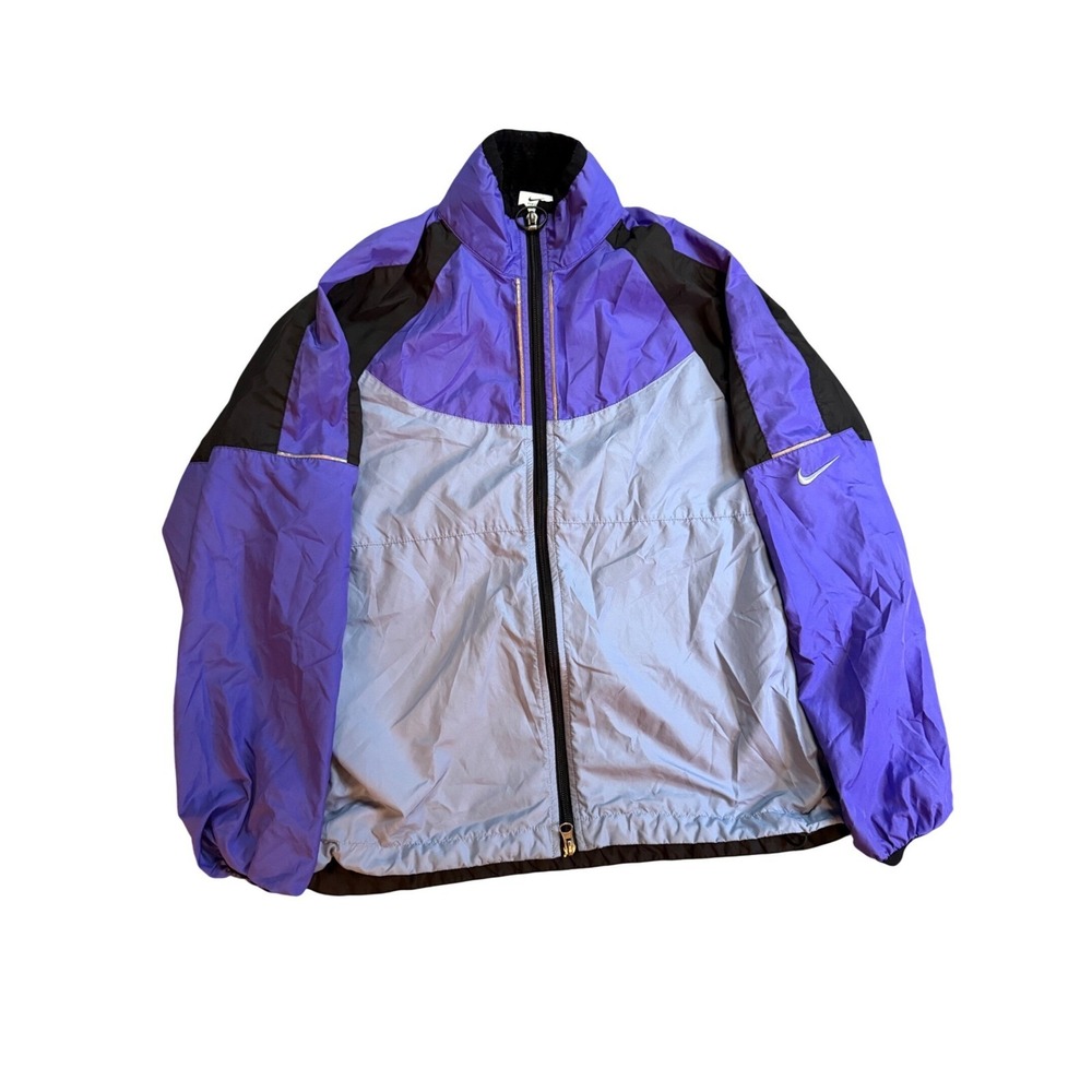 Nike Womens‎ Windbreaker Jacket Purple Light Blue Black Sportswear Zip Up